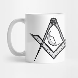 Compass, moon and protractor - Masonic symbol of Junior Deacon for Blue Lodge Freemasonry Mug